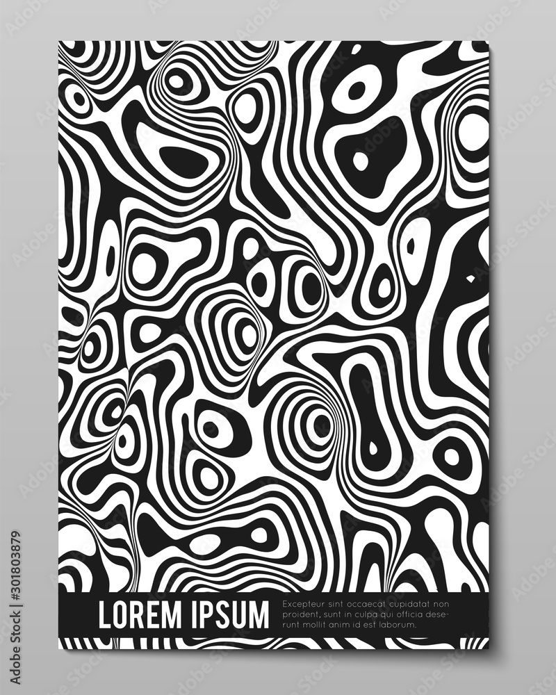 Aufkleber cover with caustics distortion line art vector background. minimalistic wave concept. optical illusi