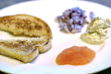 kaviar, caviar, rom,  with sour cream and leak, sweden