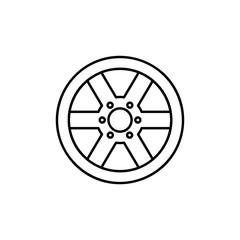 Car wheel icon. High quality black outline pictogram for web site design and mobile apps. Vector illustration on a white background.