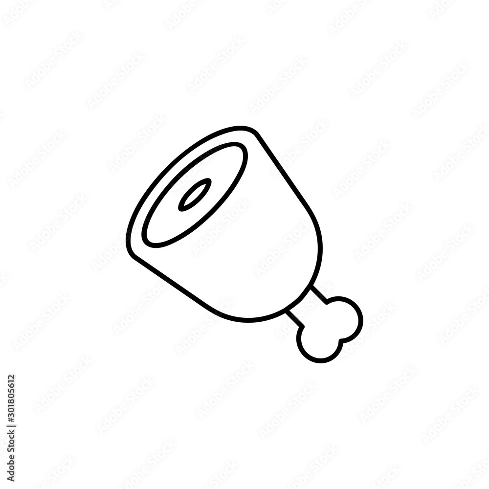 Poster cut of pork meat icon thin line for web and mobile, modern minimalistic flat design. isolated vector