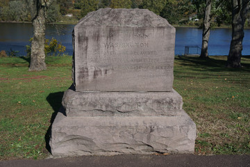 Washington Crossing, PA: Marker at the Washington Crossing Historic Park, where Washington crossed the Delaware River in December 1776.