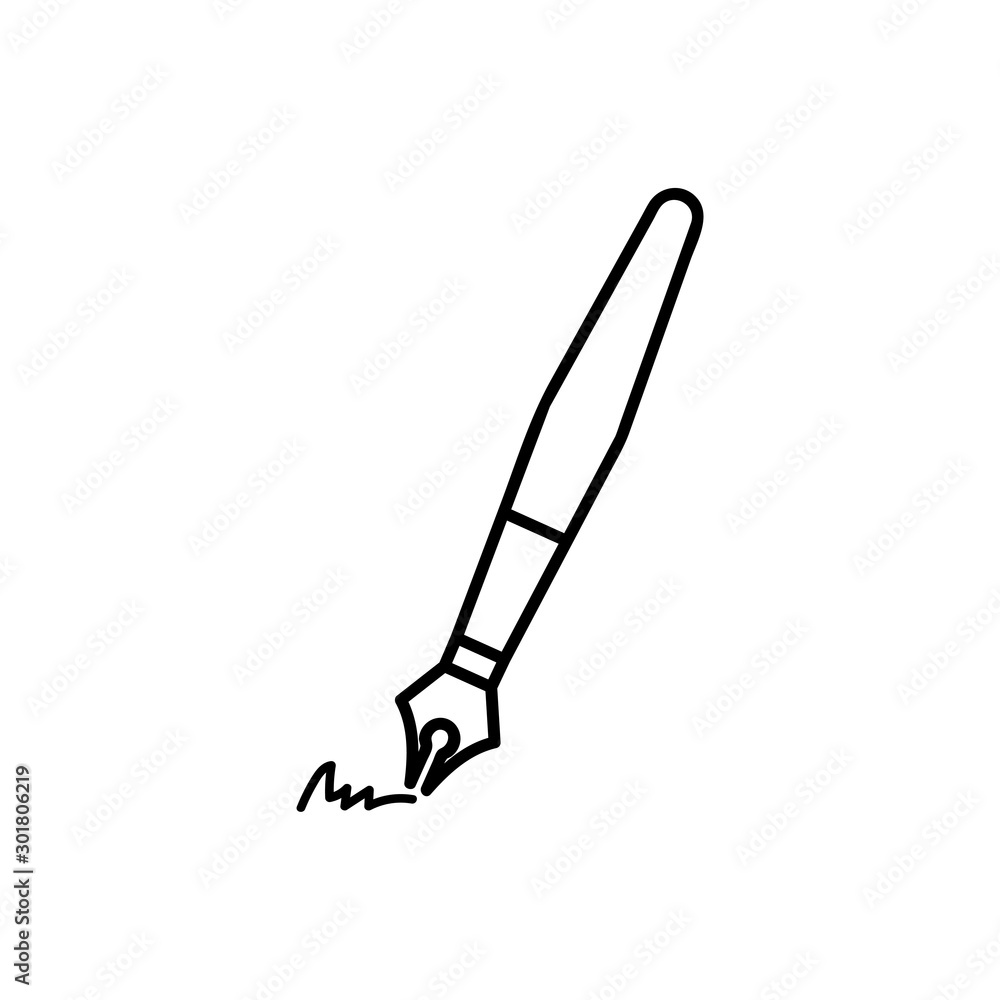 Poster fountain pen vector icon. linear style sign for mobile concept and web design. pixel vector graphics