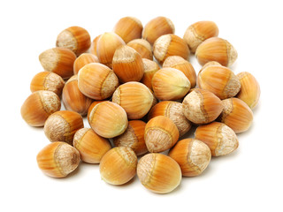 Hazelnut on white background
