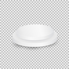 Round white showroom pedestal.