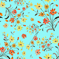 Seamless watercolor pattern bouquets
