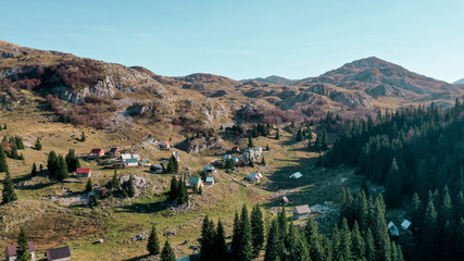 Fototapeta na wymiar Aerial view of a small mountain village