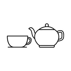 Tea and teapot. Set of icons for a restaurant, cafe and bar. Cup of tea. Hot drink. Vector illustration. Line Icons Set.