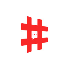 red hashtag icon like short message