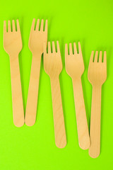 cutlery wooden, craft paper (eco friendly forks, plates, biodegradable materials) food containers eco packaging, concept. food background. copy space