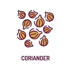 Coriander color line icon. Spices product sign.