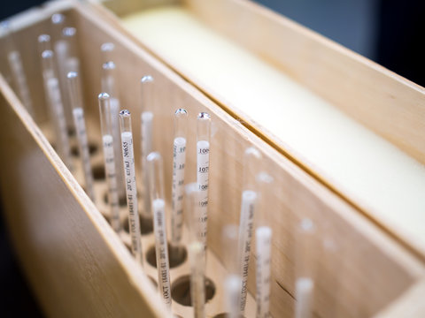 A set of hydrometers for measuring the density of liquids