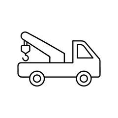 Fototapeta na wymiar Tow truck line icon, outline vector sign, linear style pictogram isolated on white. Symbol, logo illustration. Editable stroke. Pixel perfect