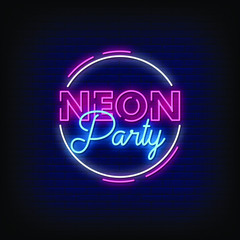 Neon Party Neon Signs Style Text Vector