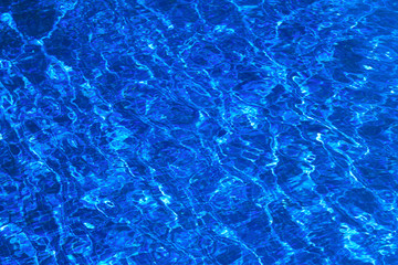 Surface of blue clear swimming pool. Water background pattern for background.
