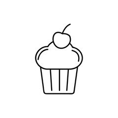 Cupcake doodle drawing. Icon suitable for logo, pattern design. Vector illustration.