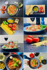 Spaghetti with vegetables from above