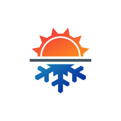 Winter and summer, hot and cold temperature icon. Vector file layered for easy manipulation and custom coloring. Stock Vector illustration isolated on white background.