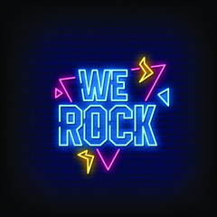 We Rock Neon Signs Style Text Vector