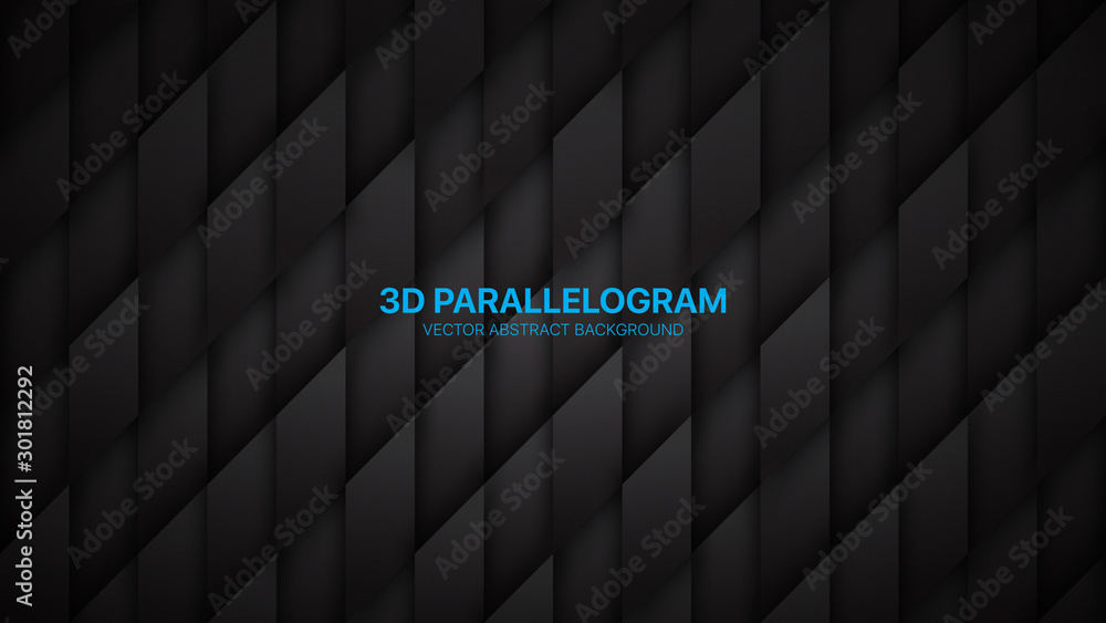 Poster 3d vector parallelogram structure conceptual sci-fi abstract dark background. science technological 
