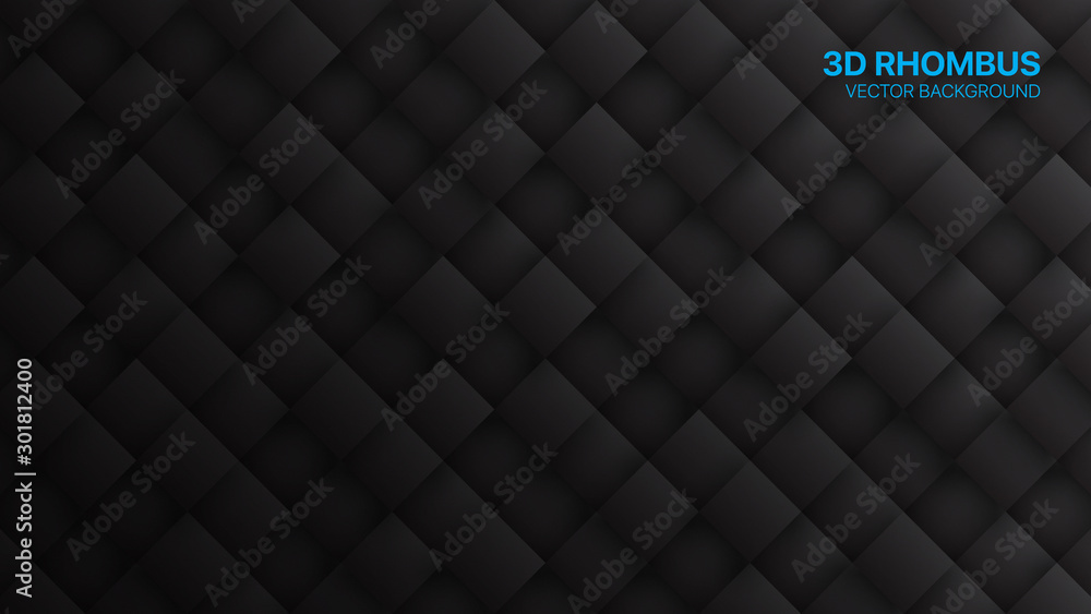 Aufkleber 3d vector rhombus blocks conceptual tech dark gray abstract background. science technology three dim