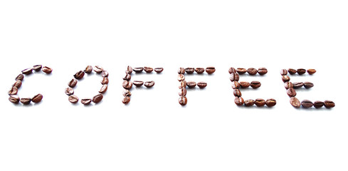 Coffee beans on a white background