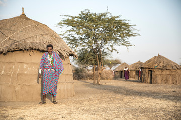 Maasai warrior in a boma