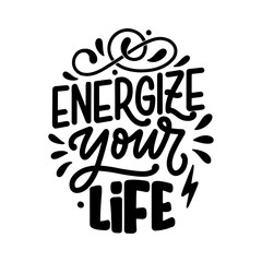 Abstract lettering about sport and fitness for poster or print design. Healthy lifestyle. Modern calligraphy for business success concept. Handwritten letters. Typography funny quote. Vector