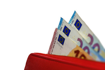 wallet with money isolated on white