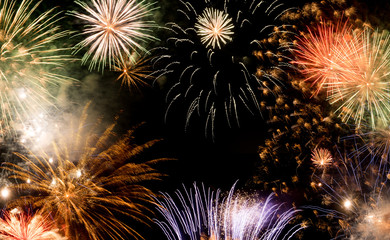 New Year fireworks background, new year wishes concept