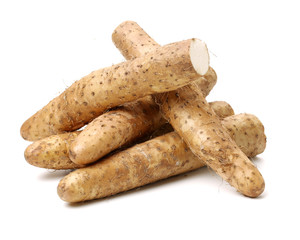 Chinese yam on white background 