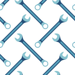 Seamless pattern of spanners on a white background. Vector.
