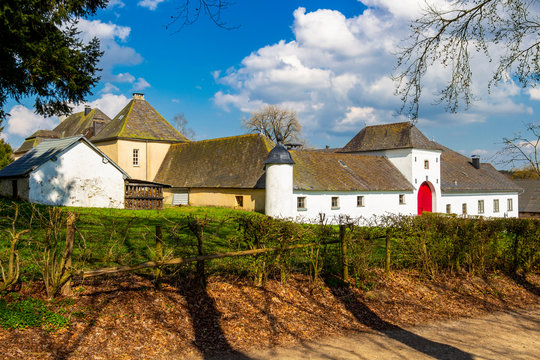 The west wing of the castle of Wallerode, St. Vith, East Belgium, street view