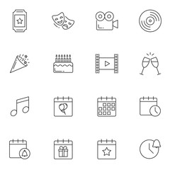 Events set of vector icons line style