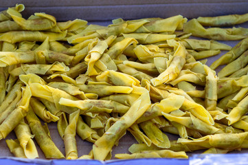 handmade egg pasta with meat filling