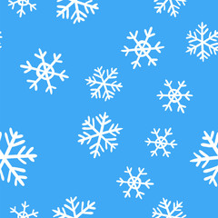 Fototapeta na wymiar Snowflakes seamless patter. Christmas and winter snow texture background.