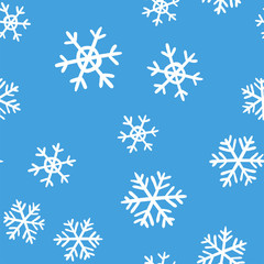 Fototapeta na wymiar Snowflakes seamless patter. Christmas and winter snow texture background.