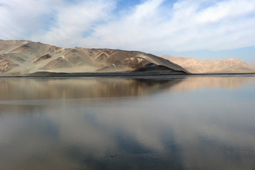 lake and mountains, spectacular landscape in Xinjiang, China, close to Kashgar
