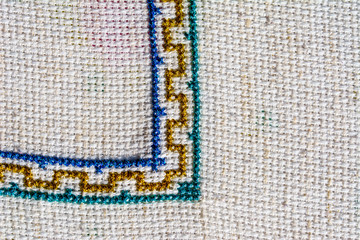 Cross stitch traditional embroidery and Handmade Etamine – Stock Image