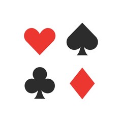 Set of playing card suits isolated on white background