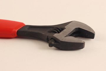 Obraz premium Close up open adjustable wrench, monkey spanner tool on white background