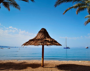Sandy beach of Eilat - famous resort and recreation city in Israel