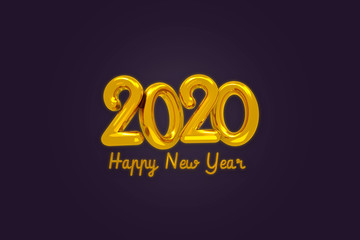 Happy New Year 2020 Creative Design Concept,greeting card Modern 3d calligraphy