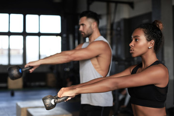 Fototapeta premium Young fit couple are in a good shape.