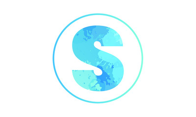 Serene Aqua Letter S Logo Design with a Textured Interior and a Circular Frame Promoting Calmness and Sophistication