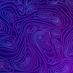 Blue topography relief. Outline cartography landscape. Map Modern poster design. Vector illustration in blue and purple colors