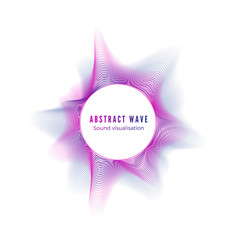 Abstract color radial sound wave. Digital music visualization. Red and blue waveforms template. Audio equalizer isolated on white background. Vector