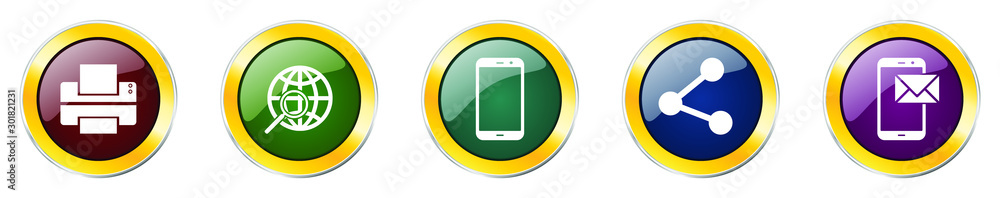 Leinwandbilder Set of colorful web glossy vector icons, computer, notebook and globe buttons in eps 10 for webdesign and mobile applications
