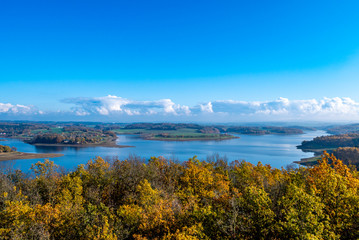 Panorama von der Talsperre Pöhl im Herbst