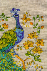 Cross stitch traditional embroidery and Handmade Etamine – Stock Image