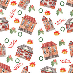 Pattern Christmas houses